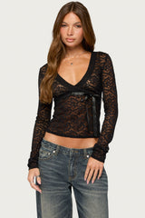 Zanda Sheer Lace Long Sleeve Top