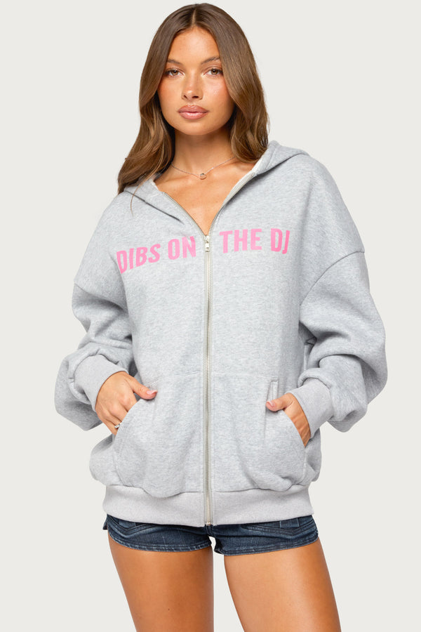 Dj Lover Zip Up Oversized Hoodie