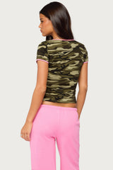 Teana Contrast Camo Top