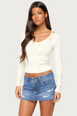 Eeva Iridescent Button Knit Cardigan