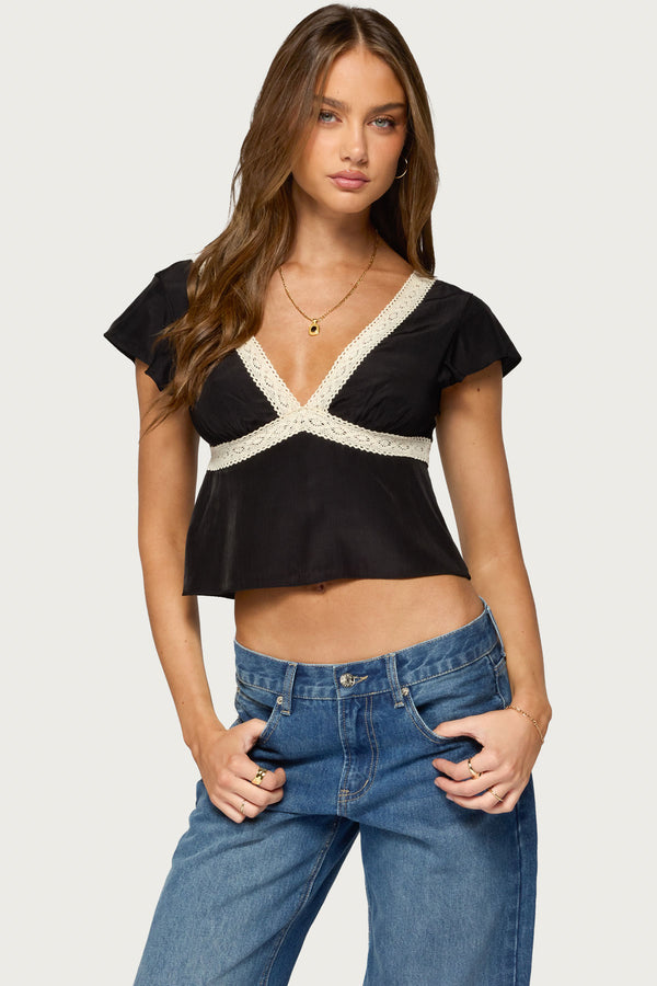 Kaela Lacey Flutter Sleeve Top view 1