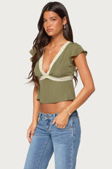 Kaela Lacey Flutter Sleeve Top