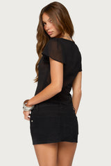 Lania Sheer Chiffon Button Up Top