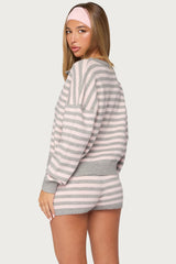 Abra Striped Knit Button Up Cardigan