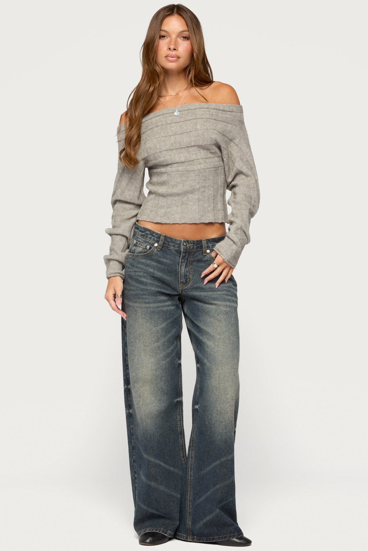 Leva Off Shoulder Knitted Sweater