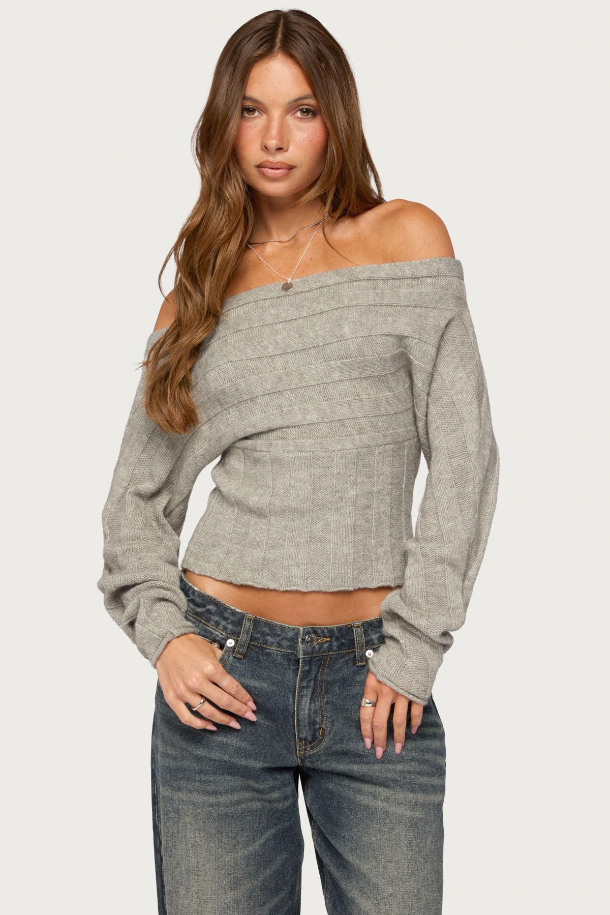 Leva Off Shoulder Knitted Sweater