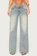 Teala Studded Low Rise Baggy Jeans