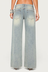 Teala Studded Low Rise Baggy Jeans