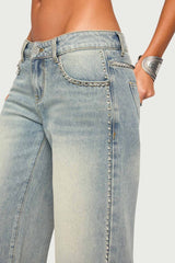 Teala Studded Low Rise Baggy Jeans