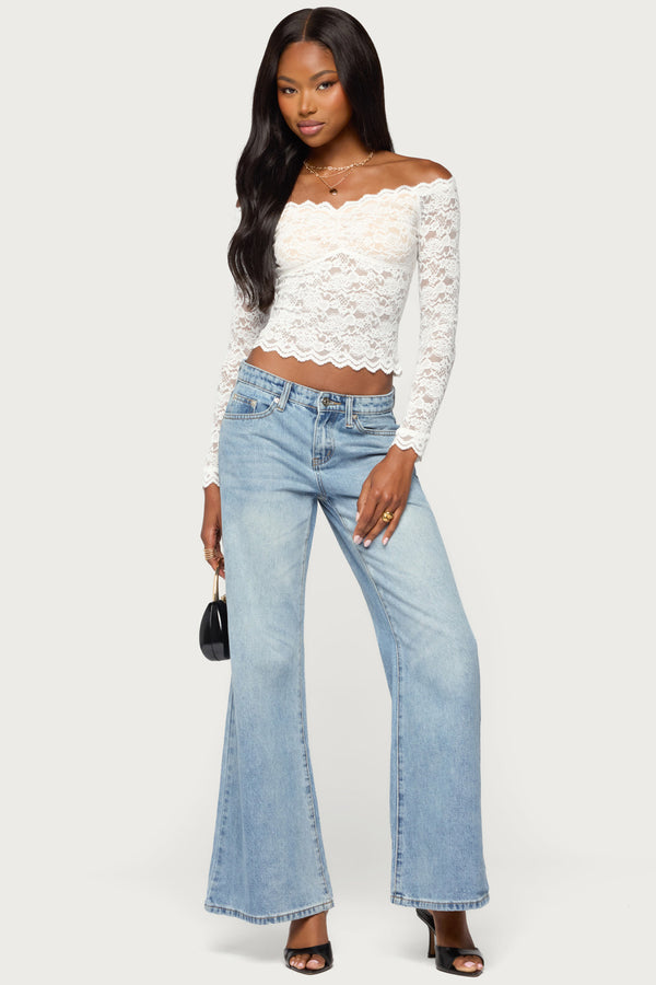 Thaia Sheer Lace Long Sleeve Top