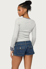 Nakia Contrast Stripey Henley Top