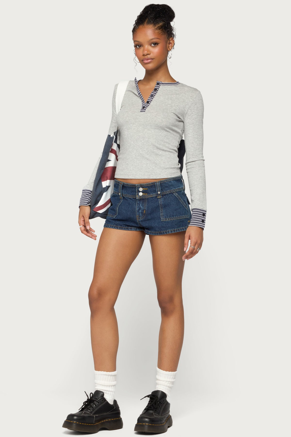 Nakia Contrast Stripey Henley Top