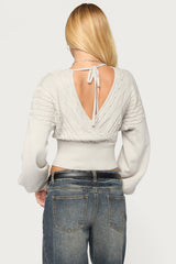Aloa Cable Knit Wrap Sweater