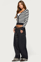Ranel Striped Cable Knit Cardigan