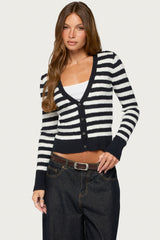 Ranel Striped Cable Knit Cardigan