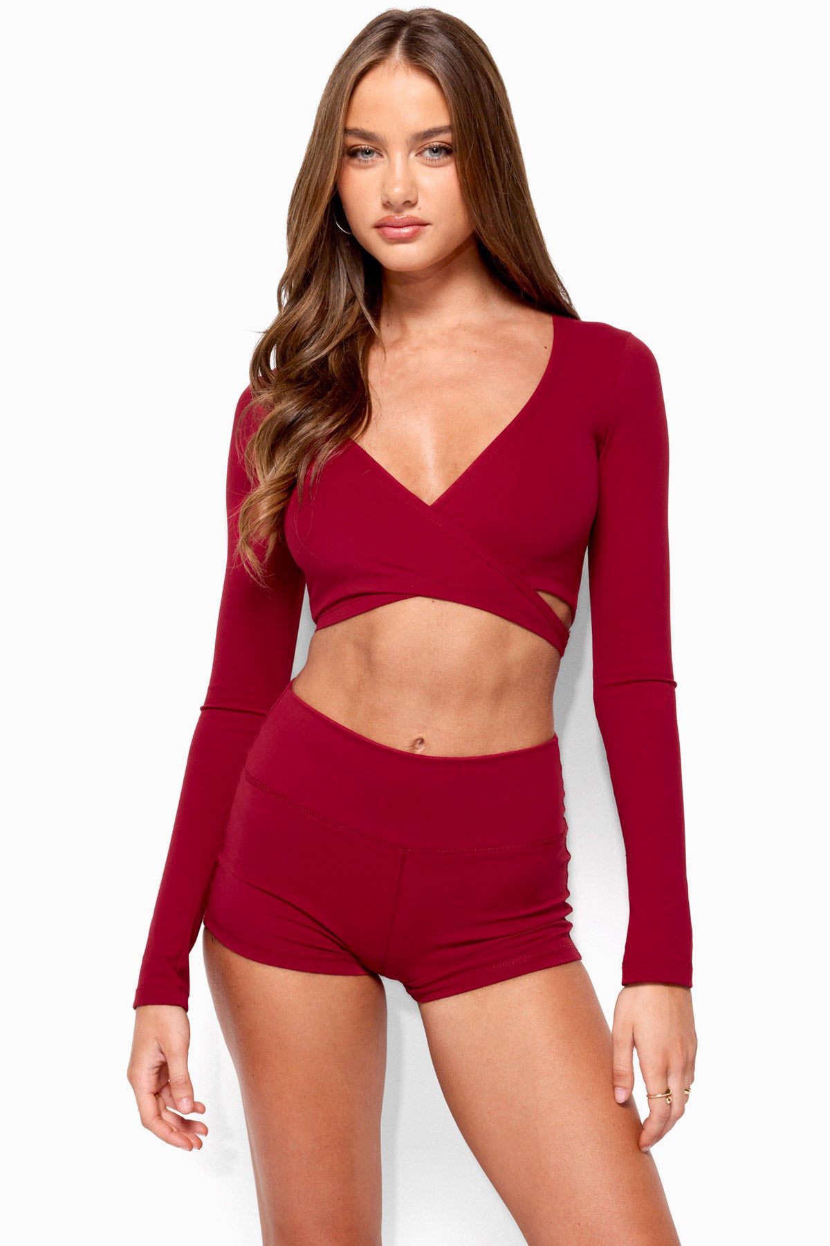 Elinor Long Sleeve Wrap Crop Top