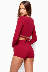 Elinor Long Sleeve Wrap Crop Top