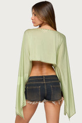 Haily Studded Cape Crop Top