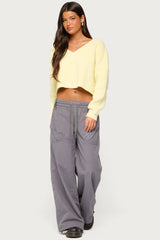 Aima V Neck Ribbed Knit Sweater