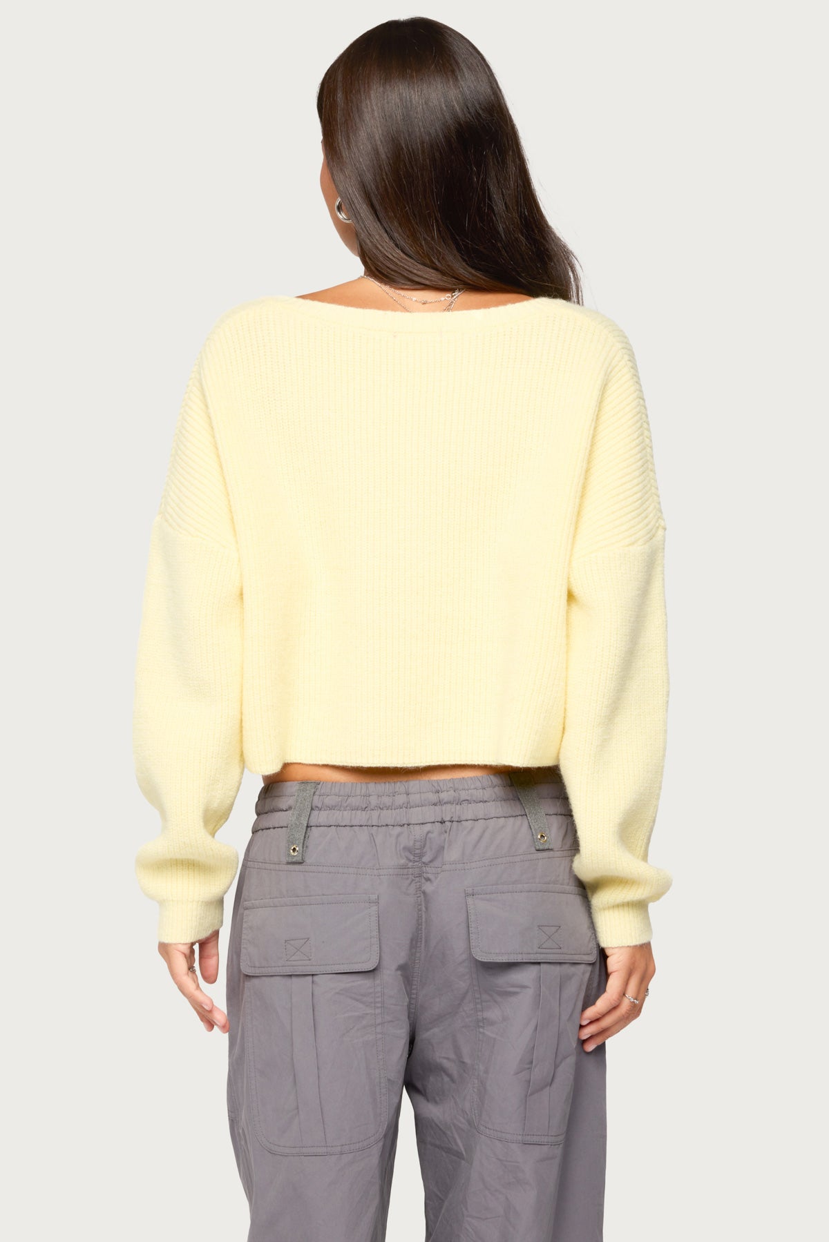 Aima V Neck Ribbed Knit Sweater