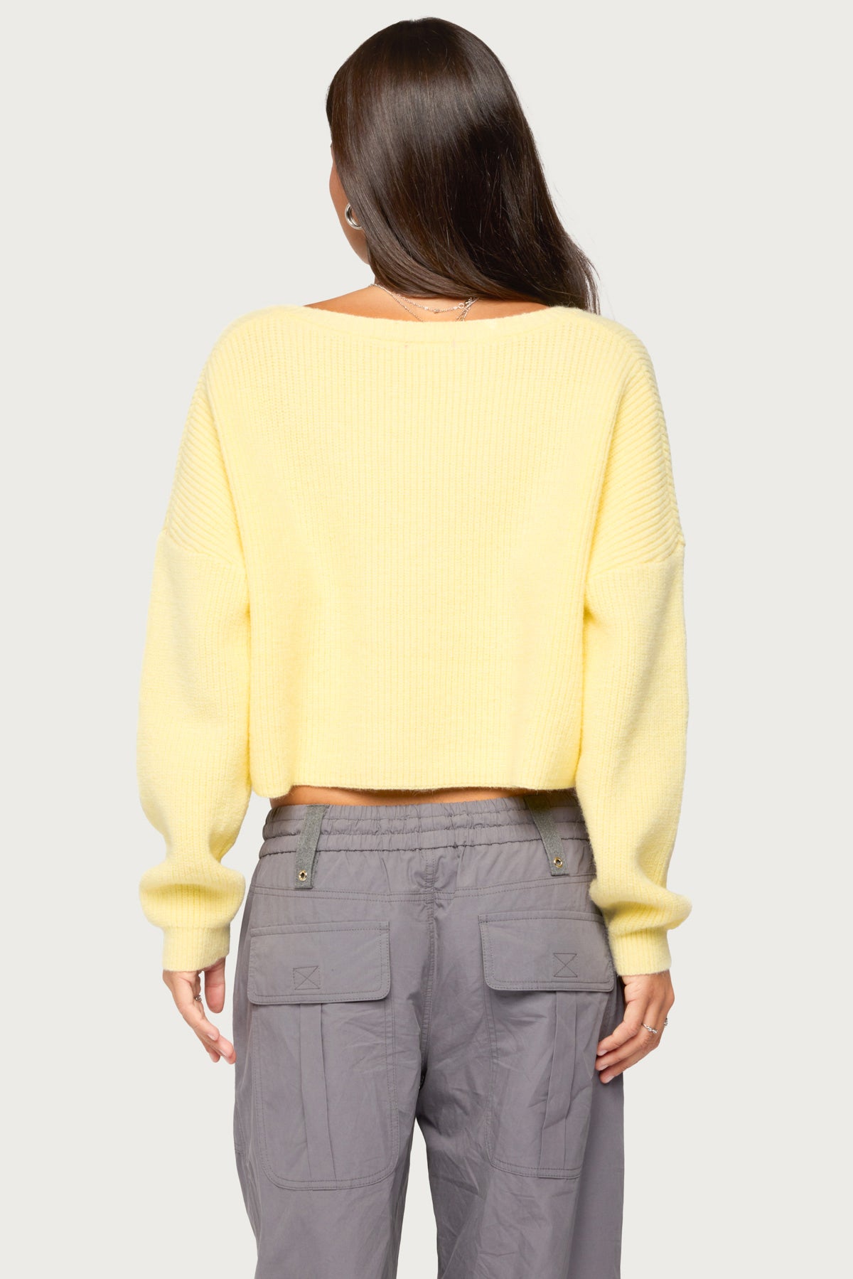 Aima V Neck Ribbed Knit Sweater