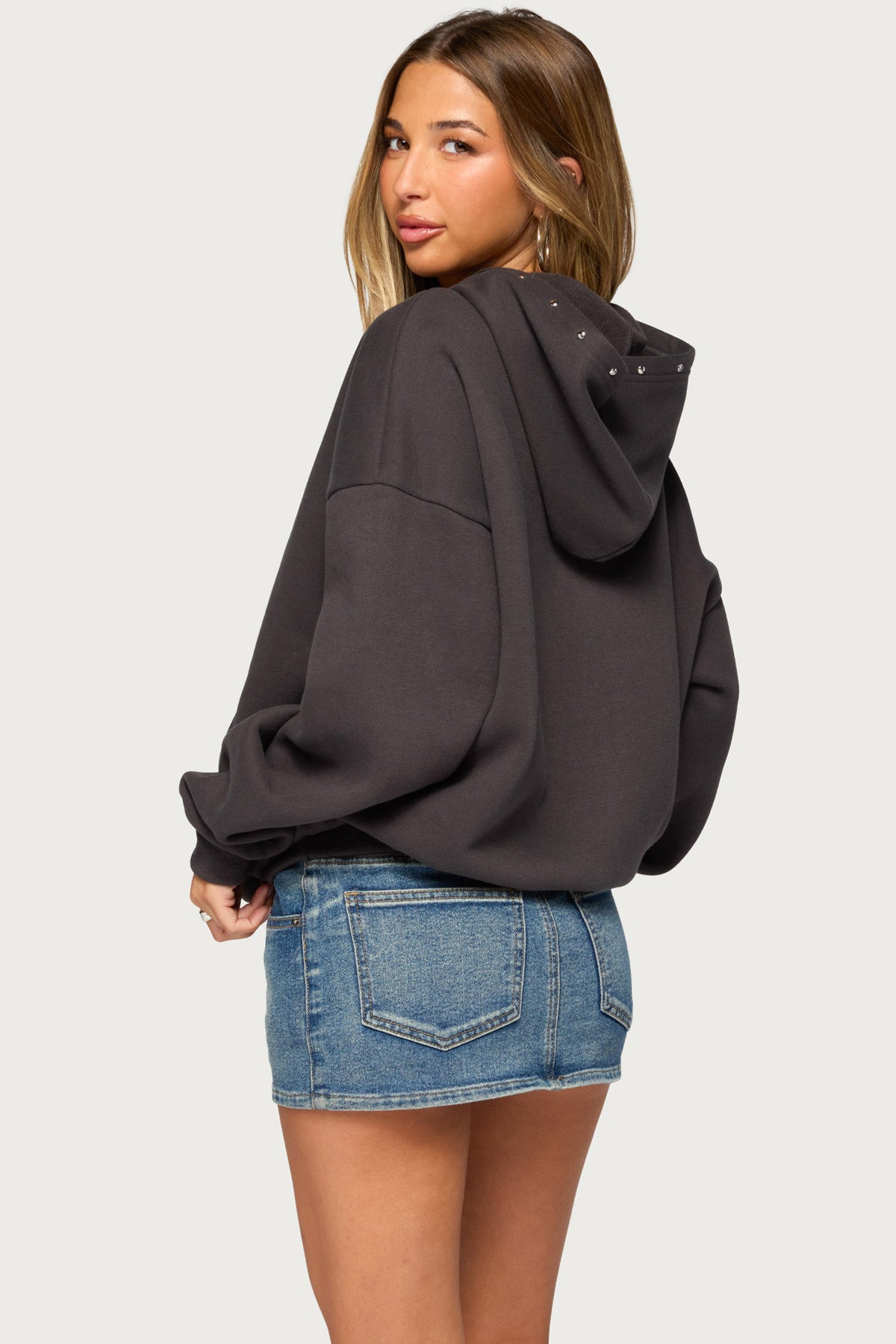 Edikted Rockstar Studded Hoodie