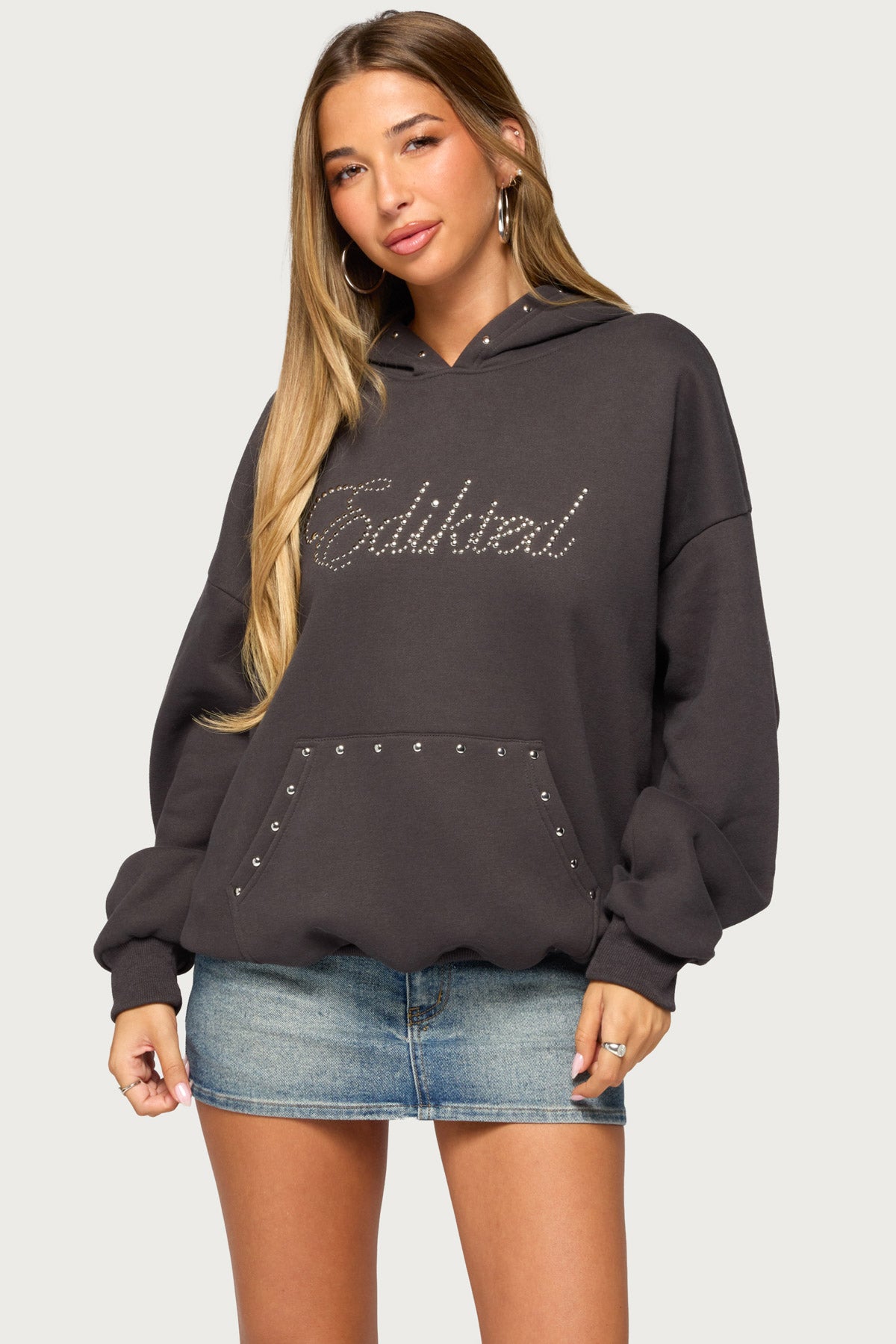 Edikted Rockstar Studded Hoodie