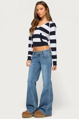 Taylin Hooded Striped Knit Top
