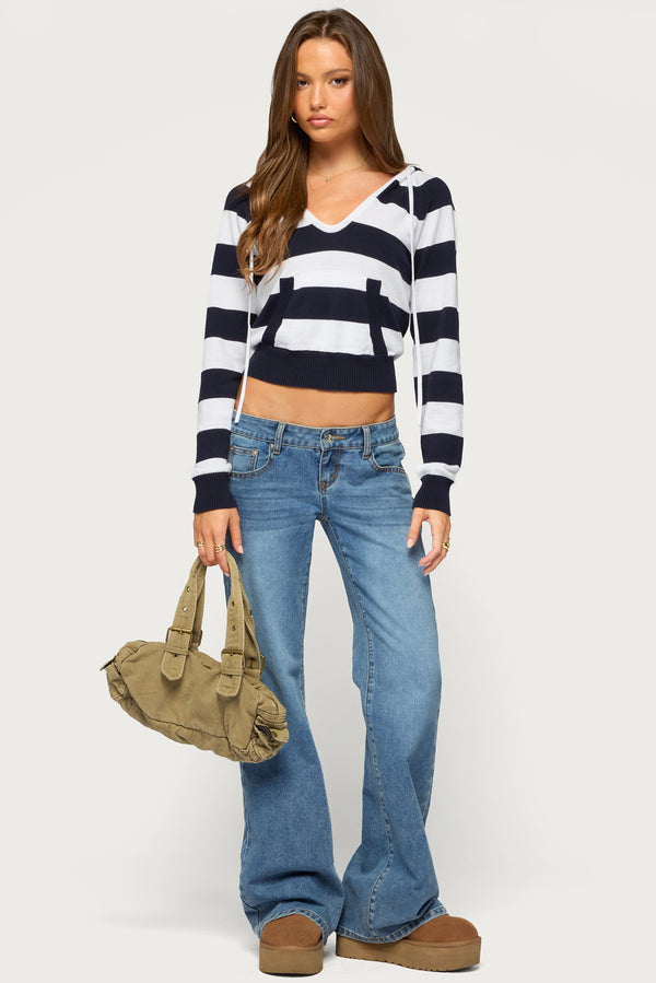 Taylin Hooded Striped Knit Top view 2