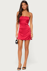 Nali Satin Effect Strapless Mini Dress