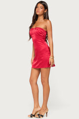 Nali Satin Effect Strapless Mini Dress