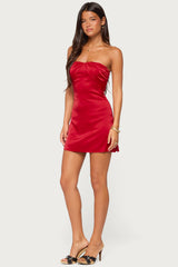 Nali Satin Effect Strapless Mini Dress