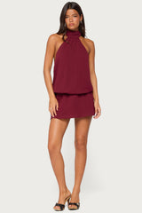 Laira Chiffon High Neck Mini Dress