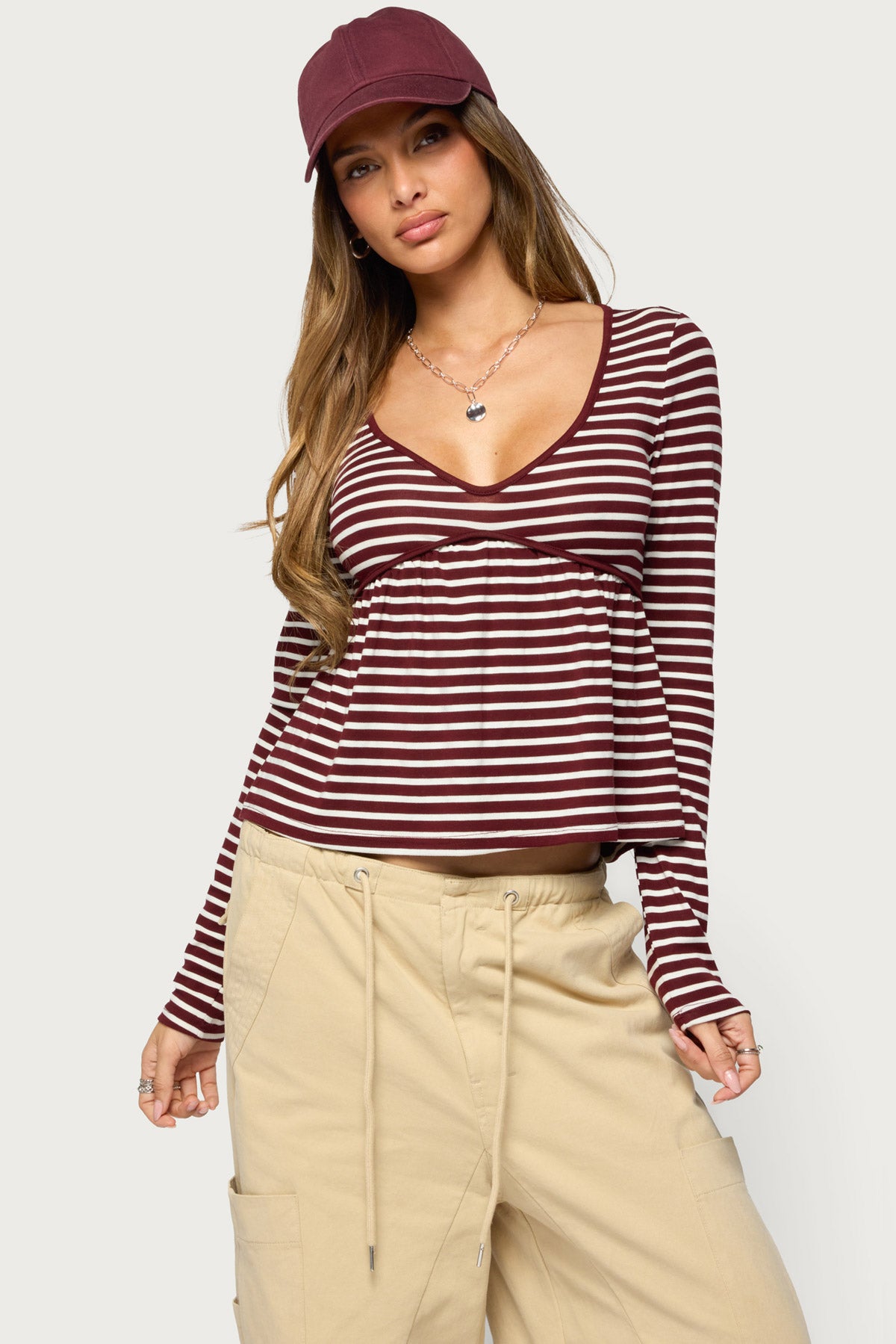 Becka Striped Babydoll Top