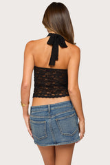 Omaya Sheer Lace Halter Top