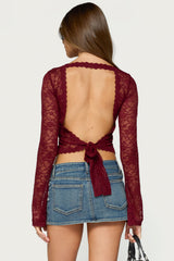 Gisele Backless Sheer Lace Top