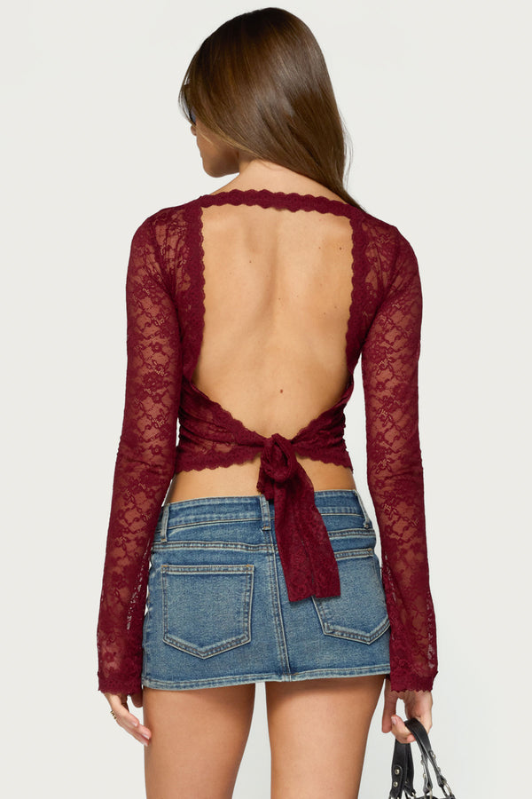 Gisele Backless Sheer Lace Top