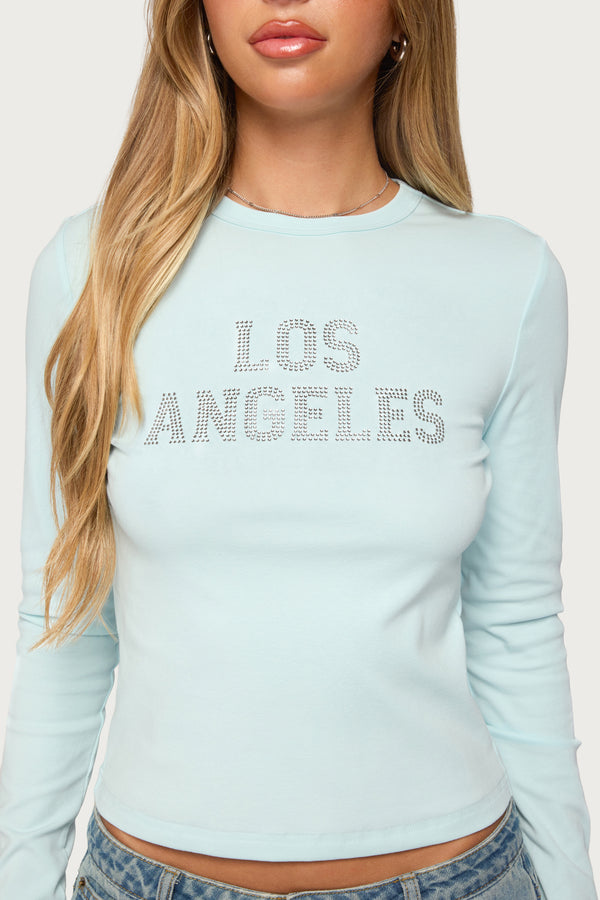 LA Cutie Rhinestone Long Sleeve Top