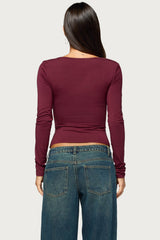 Earla Gathered Center Long Sleeve Top
