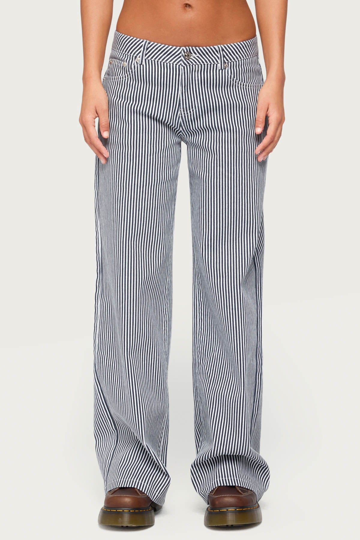 Daja Striped Low Rise Baggy Jeans