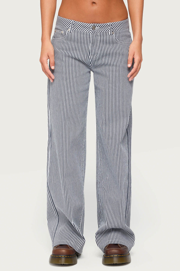 Daja Striped Low Rise Baggy Jeans