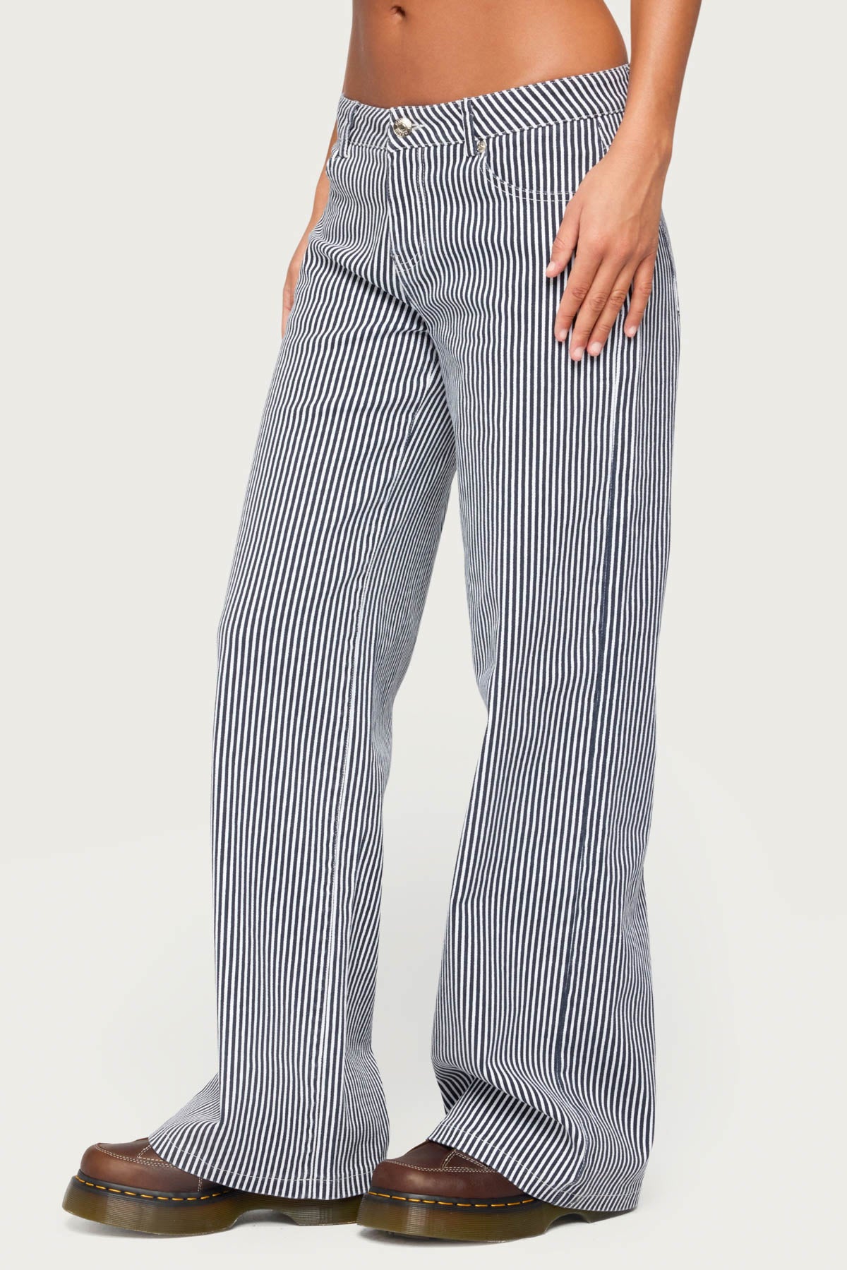 Daja Striped Low Rise Baggy Jeans