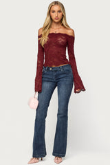 Jasha Sheer Lace Long Sleeve Top