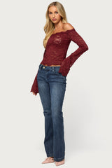 Jasha Sheer Lace Long Sleeve Top