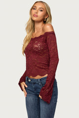Jasha Sheer Lace Long Sleeve Top