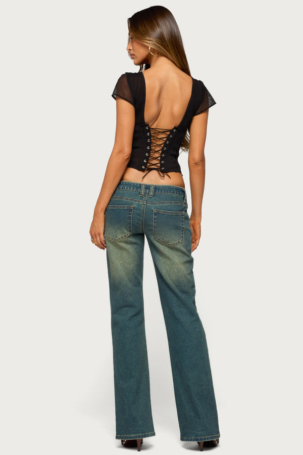 Julieth Keyhole Cutout Flutter Sleeve Corset view 2