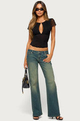 Julieth Keyhole Cutout Flutter Sleeve Corset