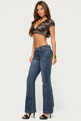 Aloya Lace V Neck Crop Top
