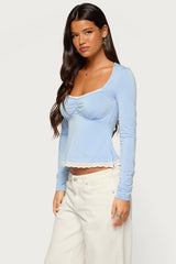 Erla Lacey Long Sleeve Babydoll Top