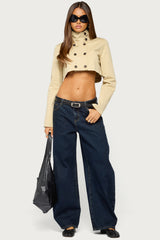Saima High Neck Cropped Trench Jacket